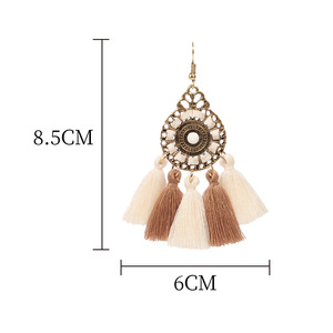 Tassel <b>Drop</b> Earrings Zinc Alloy Antique Gold Plated Resin Stone Women's Party Fashion Earrings - Product Image 2