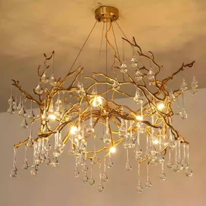 <span class=keywords><strong>Lustre</strong></span> Créatif de Designer en Cristal pour Salle à Manger, Style Luxe Léger Français, Branches de Cuivre, Ambiance Haut de Gamme pour Villa - Product Image 1
