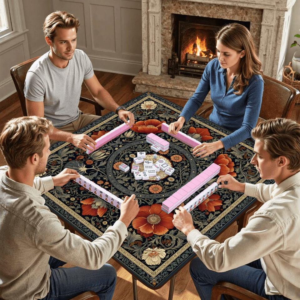Dark Aesthetic William Morris Inspired Mahjong Mat | Floral Mahjong ...