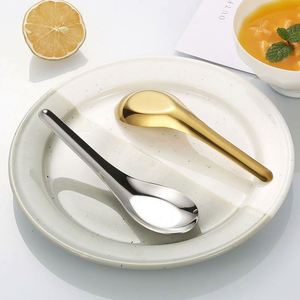 Cuchara Plana de Acero Inoxidable 304, Estilo Chino, para Arroz y Sopa, Ideal para Estudiantes, Hogar y Restaurantes - Product Image 4