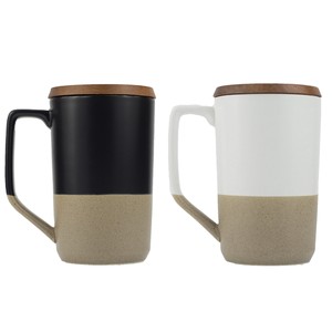 Popolare tazza in ceramica 2 toni Concord 15oz con coperchio in legno - Product Image 2