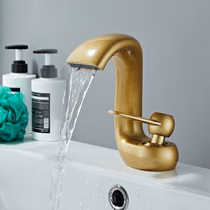 Grifo de lavabo creativo de latón con diseño de serpiente, monomando contemporáneo, montado en cubierta, superficie pulida, de un solo orificio, tipo <span class=keywords><strong>cascada</strong></span>, para gimnasio, con cerámica - Product Image 2