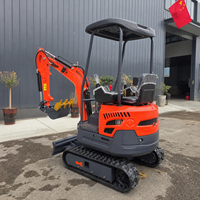 Mini-excavatrice hydraulique sur chenilles de 1,8 tonne avec cabine, excavatrice compacte pour projets résidentiels et de petite envergure (certifiée CE)