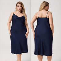 Usine directe 2025 nouveau respirant nouvel été grande taille Satin Simulation soie chemise de nuit licou ample Homewear dames pyjamas