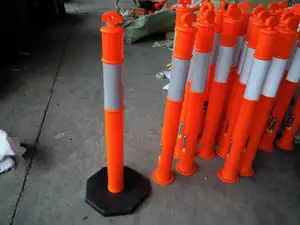 Rubber Post PE Post And Rubber Base T-Top Bollard Traffic Delineator Post Warning Post