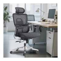 Silla de Oficina Ergonómica con Reposacabezas y Soporte Lumbar para Administración y Recepción
