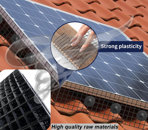 6 pulgadas negro PVC recubierto 1,5mm Panel Solar Bird Blocker Mesh Critter Guard Mesh Kit de malla solar 70 piezas Sujetadores de aluminio - Product Image 2