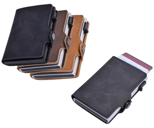 RFID Blocking PU Leather <strong>Wallet</strong> Secure Thin Card Holder Aluminum Automatic Card Box Pop up <strong>Metal</strong> Case Slim <strong>Wallet</strong> Anti Theft - Product Image 5