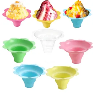 4 Unzen mehrfarbige wieder verwendbare auslaufs ichere Schalen Eiscreme Plastik becher Flower Drip Tray Cups