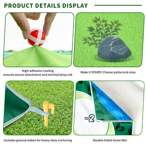 Tapis de pratique de <span class=keywords><strong>golf</strong></span> à 2 faces de 180cm Ensemble de jeu de balançoire décontracté Double texture d'herbe Antidérapant Entraînement intérieur et extérieur - Product Image 6