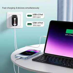 <span class=keywords><strong>Chargeur</strong></span> USB 4 ports avec charge rapide Type C, tension de fonctionnement 85V-265V pour <span class=keywords><strong>iPhone</strong></span> 14 13 12 11 <span class=keywords><strong>SE</strong></span> X XS Samsung Galaxy S22 S21 - Product Image 6