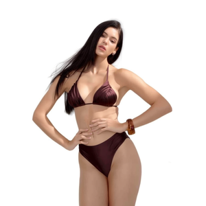 Costume da bagno intero taglie forti HDJ con controllo pancia, scollo all'americana, tinta unita, vita alta, da donna SQ67729 - Product Image 3