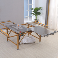 Scie à panneaux portable 3 en 1 à double lame avec table coulissante pour le travail du bois