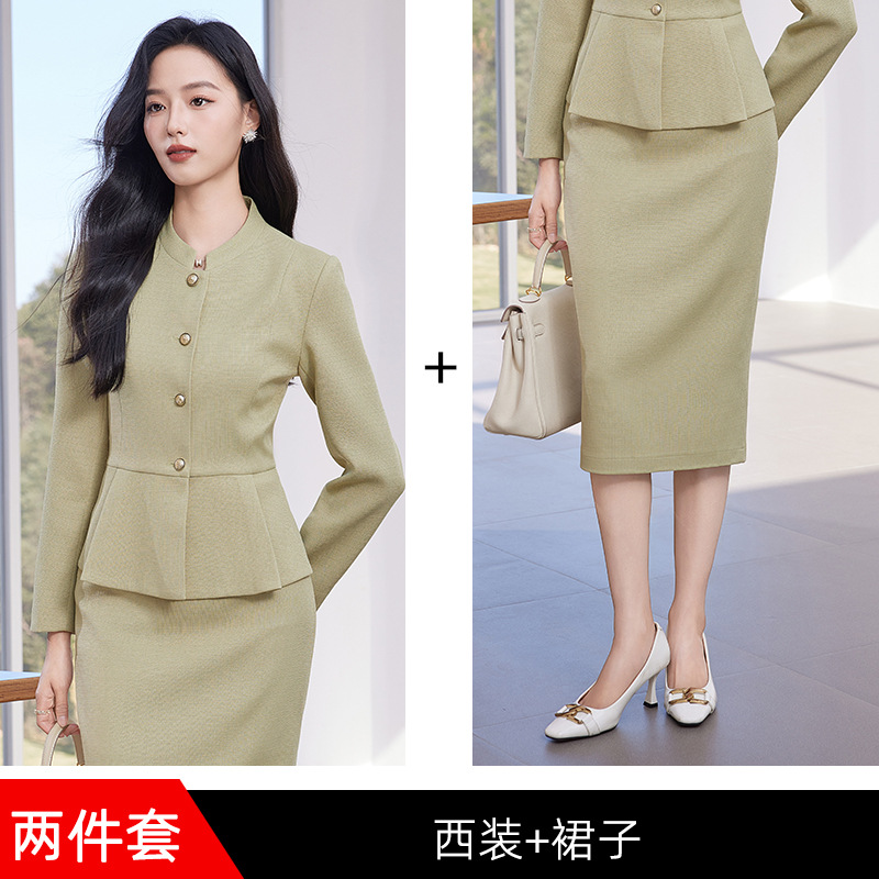 grass green suit skirt