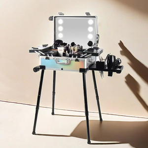 Valise de maquillage OBOX 22 pouces avec cadre en aluminium, roulettes pivotantes, boîte de rangement durable pour salon - Product Image 2