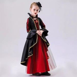 Disfraz de vampiro para niños, vestido con sombrero y gargantilla para niñas, traje para actuación en escenario, Halloween - Product Image 4