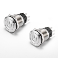 Interrupteur à bouton-poussoir 12V 5A avec anneau lumineux LED, indicateur lumineux, IP65, acier inoxydable/aluminium, 1NO1NC, pour appareils électroménagers