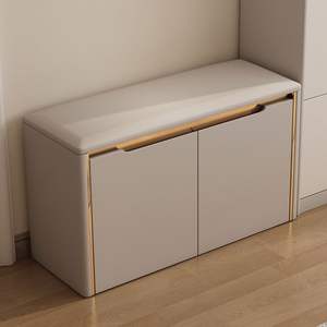 Banco para zapatos de 30 cm, de madera maciza, con espacio de almacenamiento, ahorrador de espacio, para la entrada, zapatero para apartamentos pequeños - Product Image 4