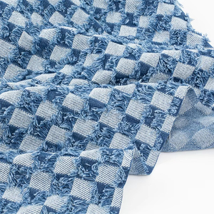 Bán Buôn Checkerboard Tua Jacquard Denim Vải Rửa Tay Túi Áo Quần Áo Thiết Kế Vải May Cotton Denim Vải - Product Image 4