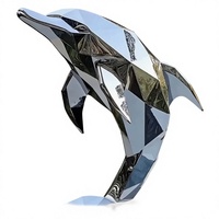 Statue de baleine géante en acier inoxydable pour extérieur, sculpture marine en métal miroir faite à la main, décoration pour parc, bord de mer, centre commercial, piscine