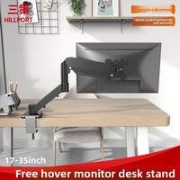 Support d'écran articulé T1 à ressort à gaz pour moniteur, fixation par pince de bureau, support d'écran 17-35 pouces, capacité de charge 10 kg, poste de travail ergonomique