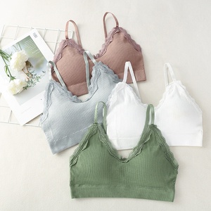 4075 ventas al por mayor Push up mujeres Bralette sin costuras transpirable Yoga deporte Floral encaje sin costuras sujetador acolchado extraíble sin alambre sujetador - Product Image 6