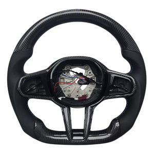 Volante Deportivo de Fibra de Carbono y Cuero Liso para BMW Serie G, M3 G20 G30 G80 M4 G82 M5 CS, Producto Popular - Product Image 1