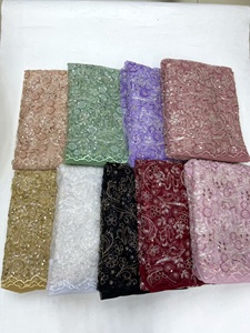 All'ingrosso Glitter fatto a mano paillettes pizzo <span class=keywords><strong>ricamato</strong></span> <span class=keywords><strong>Tulle</strong></span> tessuto di pizzo bianco di lusso in rilievo tessuto di pizzo <span class=keywords><strong>per</strong></span> le donne abito da sposa - Product Image 4