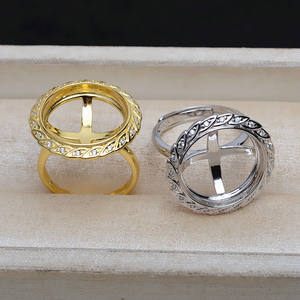 Ensemble d'accessoires DIY en argent S925 4884, pendentif, boucles d'oreilles, porte-bague, perle de 16 mm, coquille de cheval, fond plat, trouvailles de bijoux vides - Product Image 4