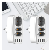 Prise murale 7 en 1 à vente chaude, prise européenne EU avec ports USB A, port C, 100V-250V, 4000W, 16A, 3 prises AC