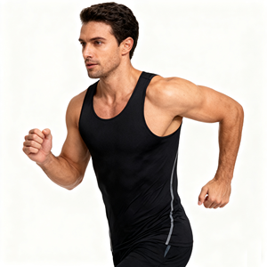 เสื้อกล้ามผู้ชายแขนกุดยืดสูงแห้งเร็วสำหรับผู้ชายเสื้อกล้ามใส่วิ่งเล่นบาสเก็ตบอลแห้งเร็ว - Product Image 1