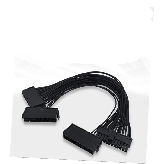 30CM Dual 3 PSU Extension Cable Adapter ATX 24Pin Power Supply Sync Starter ADD3PSU