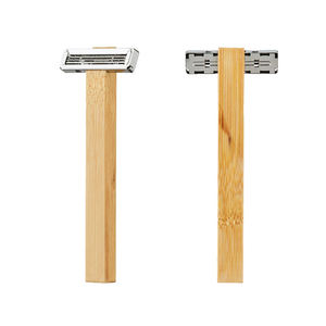 <span class=keywords><strong>Rasoir</strong></span> de sécurité jetable pour homme en bambou et bois, triple lame en acier inoxydable, écologique, sans plastique, avec logo personnalisé OEM - Product Image 3