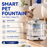 Fontaine à eau sans fil pour chat 2,2 L, distributeur d'eau automatique intelligent pour animaux de compagnie, rechargeable 5000 mAh avec filtre à 4 étapes