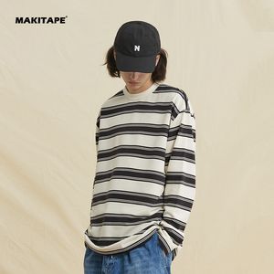 UN201 OEM CUSTOM 280gsm Cotton <b>Shirts</b> Men <b>Striped</b> Heavy Round Neck <b>Long</b> <b>Sleeve</b> Vintage <b>Striped</b> <b>T</b> <b>Shirt</b> - Product Image 3