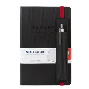 Caderno com caneta personalizável, diário em couro pu para notebook a5 com logo agenda