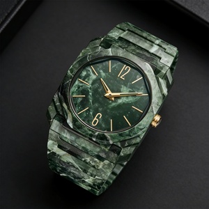 Montre à quartz pour homme avec motif marbré vert foncé, grand cadran, plastique, étanche, coffret cadeau de luxe - Product Image 6