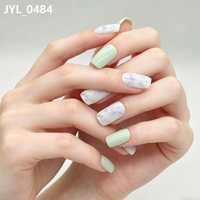 Ongles press-on en ABS dégradé vert menthe et violet clair pour femmes (24 pièces) – Design carré, usage quotidien, élégants et tendance