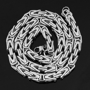 Bracelet chaîne en acier inoxydable et titane argenté en forme de V, collier de mode pour homme, design Byzantin - Product Image 5