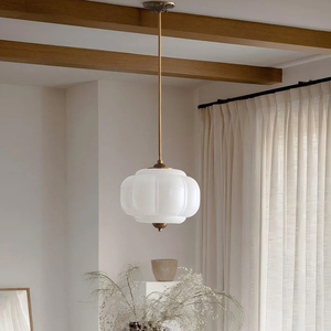 Hiện đại trang trí thủy tinh ánh sáng mặt dây đèn lồng bí ngô trần Đèn hình dạng Bắc Âu nhà bếp đảo Antique Brass đèn chùm - Product Image 3