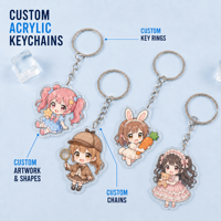 Porte-clés en acrylique en gros pour anime, petits porte-clés en plastique, pendentifs de personnages pour marchandises d'artistes et événements