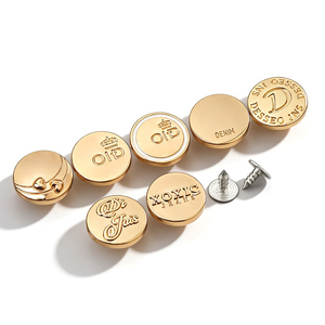 Golden Plating Jeans <b>Buttons</b> and Rivets Zamac Custom Brand Logo Pattern Jacket Metal jean <b>buttons</b> with logo for Jeans - Product Image 4