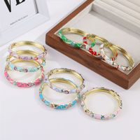 Gelang Manset Wanita CYNYA Motif Bunga Vintage Etnik Berlapis Emas dari Paduan Logam, Grosir, Label Pribadi