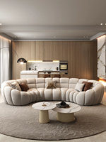 Italienisches Minimalistisches Design Großes Villa-Wohnzimmer Gebogenes Eck-Rundsofa aus Stoff