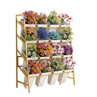 Support de présentation floral multi-niveaux en fer et plastique d'occasion, étagère de fleuriste, support de conditionnement et de culture des fleurs, support de mariage, écologique
