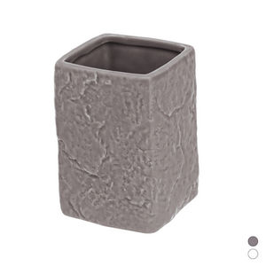 Portacepillos de dientes Petra Line, gris, 7 cm de ancho, 10,5 cm de altura, diseño con textura cerámica, accesorio de baño - Product Image 1