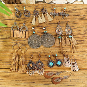 Bohemian Geometric <b>Drop</b> Earrings Alloy Antique <b>Bronze</b> Plated Women's Fashion Dangle Jewelry 2024 - Product Image 2