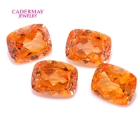 Saphir synthétique Cadermay taille coussin longue, couleur Fanta Orange, avec inclusions, pour la fabrication de bagues, bracelets et colliers