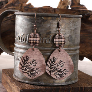 ต่างหูจี้อัลลอยลายสก็อตลายดอกไม้วินเทจเรจเรียลสำหรับผู้หญิงทันสมัย Uionen 1204 - Product Image 1