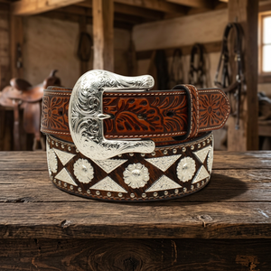 BS INTERNATIONAL NA97 Australian Style Vintage Handcrafted Square Cow Hide Steel Buckle Eco-Friendly High-Strength Leather <b>Belt</b> - Product Image 1